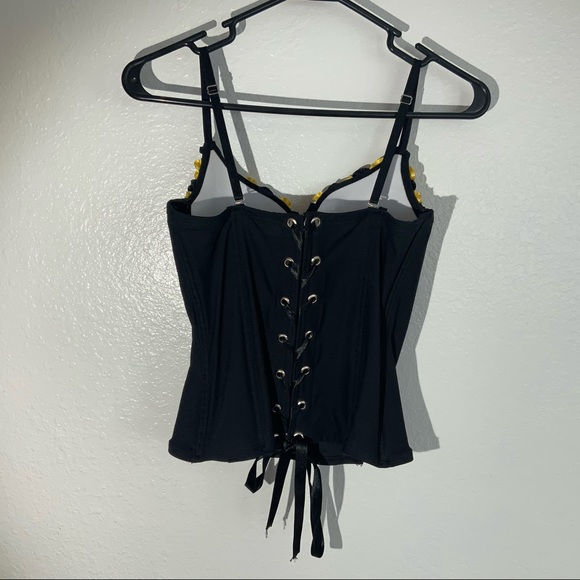 Beaded Fancy Yellow & Black Underwire Top - Picture 2 of 8